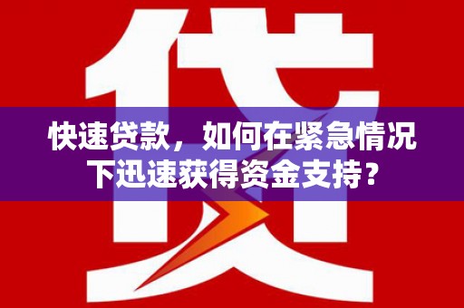 海港快速贷款，如何在紧急情况下迅速获得资金支持？