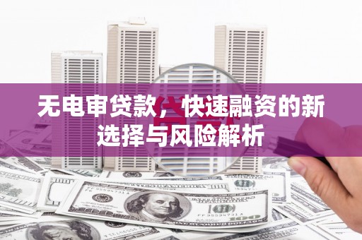 东营无电审贷款，快速融资的新选择与风险解析