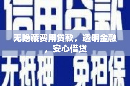 荔湾无隐藏费用贷款，透明金融，安心借贷