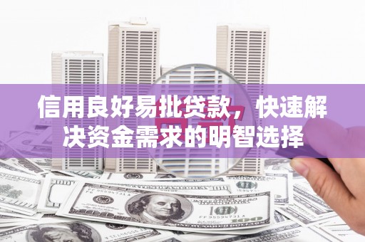 射洪信用良好易批贷款，快速解决资金需求的明智选择